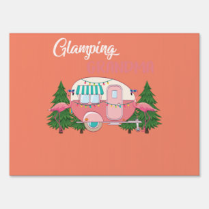 Glamping Grandma Costume Camping RV Flamingos Camp Sign