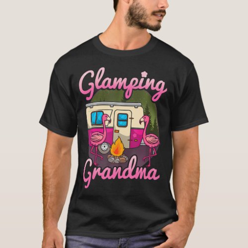 Glamping Grandma RV Flamingos Gift Camper Camping T_Shirt