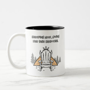 Glamping Mom Living Her Best Outdoors Adventure Two-Tone Coffee Mug