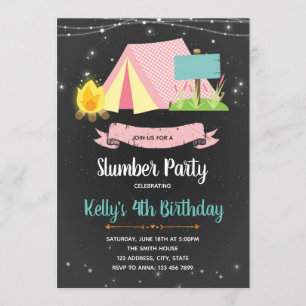 Glamping party birthday invitation