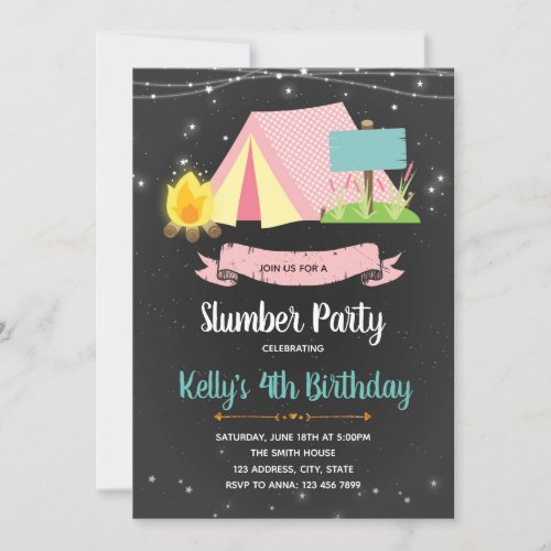 Glamping party birthday invitation