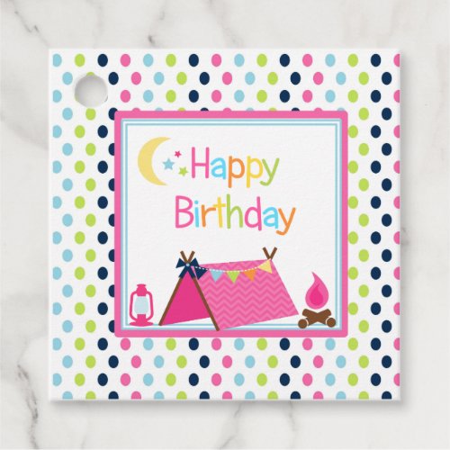 Glamping party favor tag