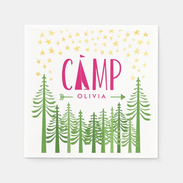 Glamping Party Paper Napkins (Front)