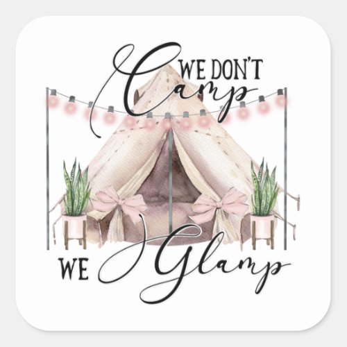 Glamping Party Square Sticker