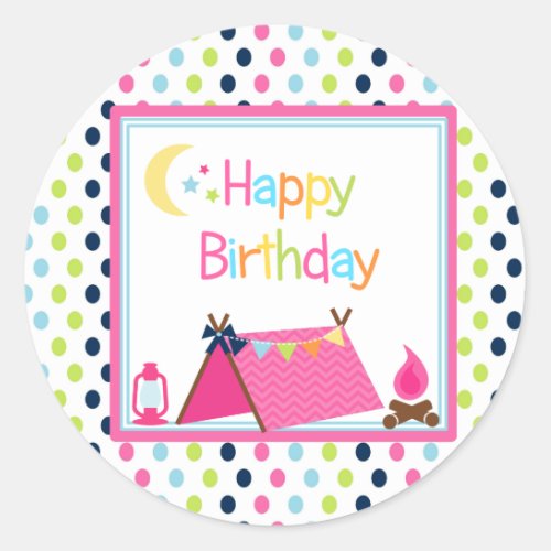 Glamping party stickers