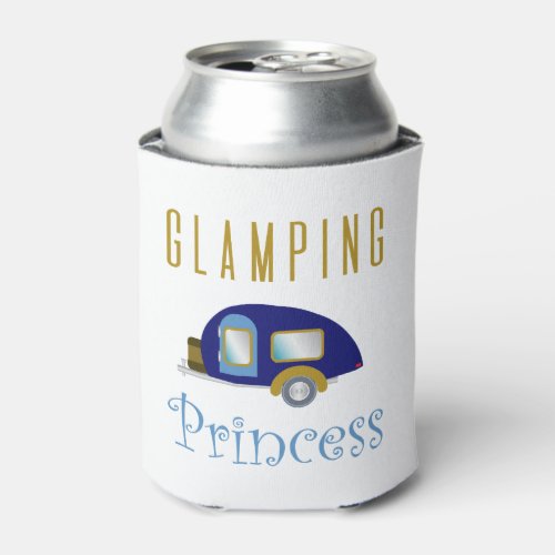 Glamping Princess Glamorous Camping Blue Camper  Can Cooler