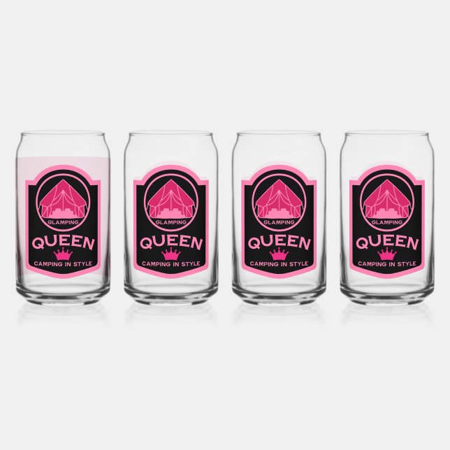 Glamping Queen Camping In Style Can Glass (Front)