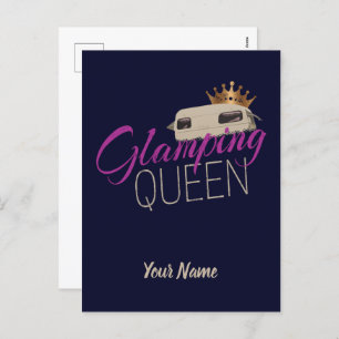 Glamping Queen Camping with vintage caravans Holiday Postcard