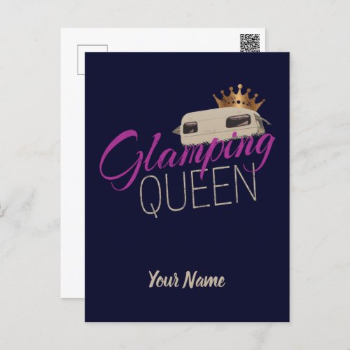 Glamping Queen Camping with vintage caravans Holiday Postcard