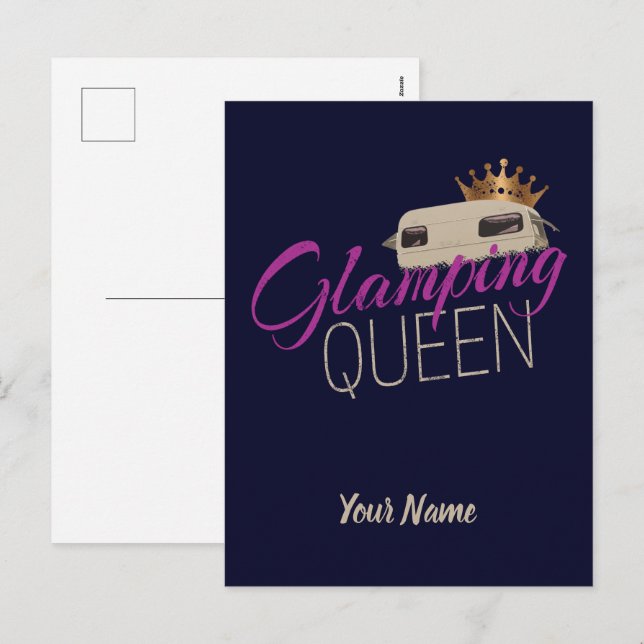 Glamping Queen Camping with vintage caravans Holiday Postcard (Front/Back)