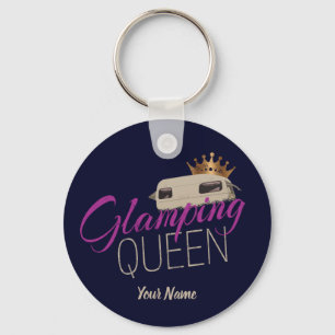 Glamping Queen Camping with vintage caravans Keychain
