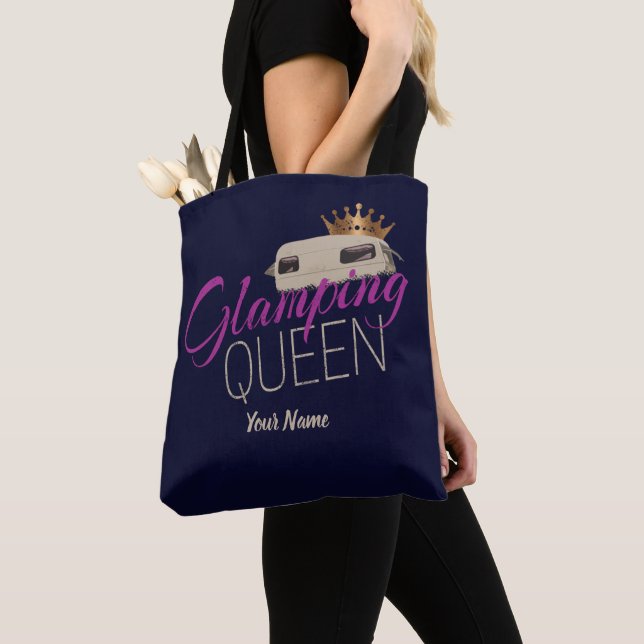 Glamping Queen Camping with vintage caravans Tote Bag (Close Up)