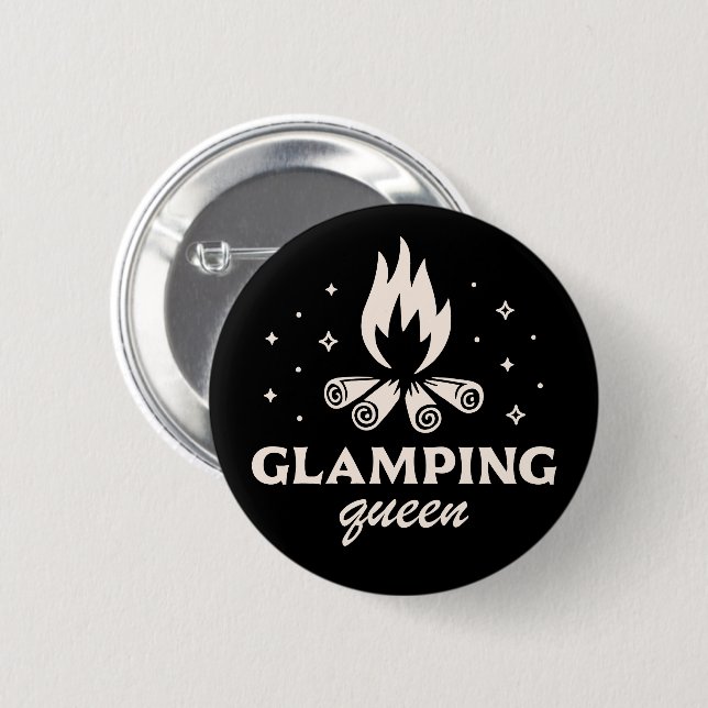 Glamping queen girl black aesthetic funny button (Front & Back)