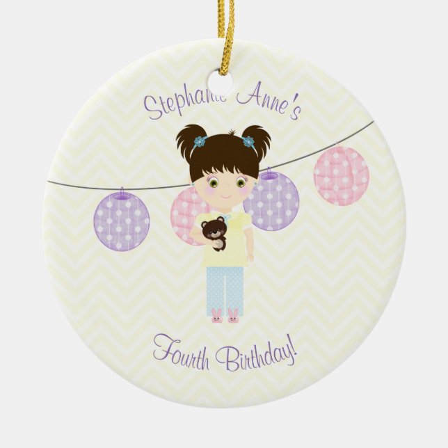 Glamping Sleepover Party Ceramic Ornament (Front)