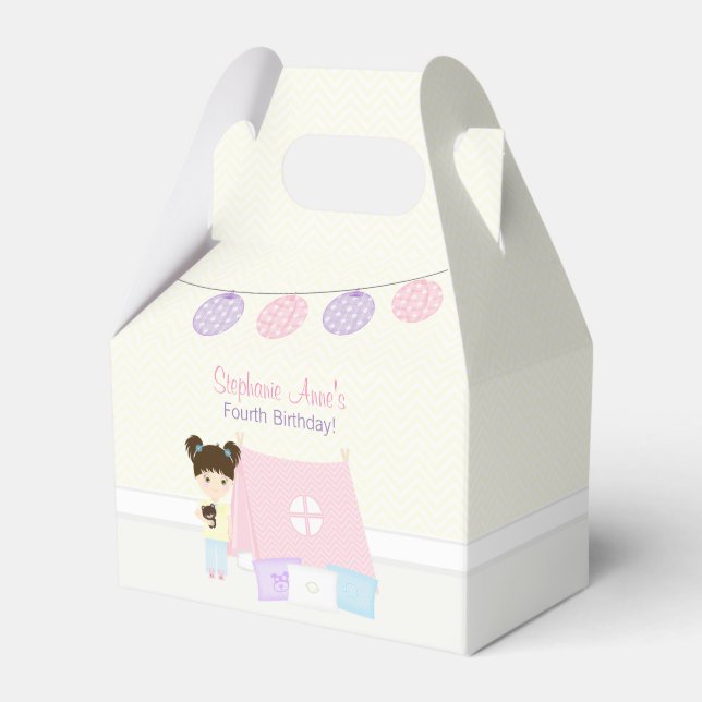 Glamping Sleepover Party Favor Boxes (Front Side)