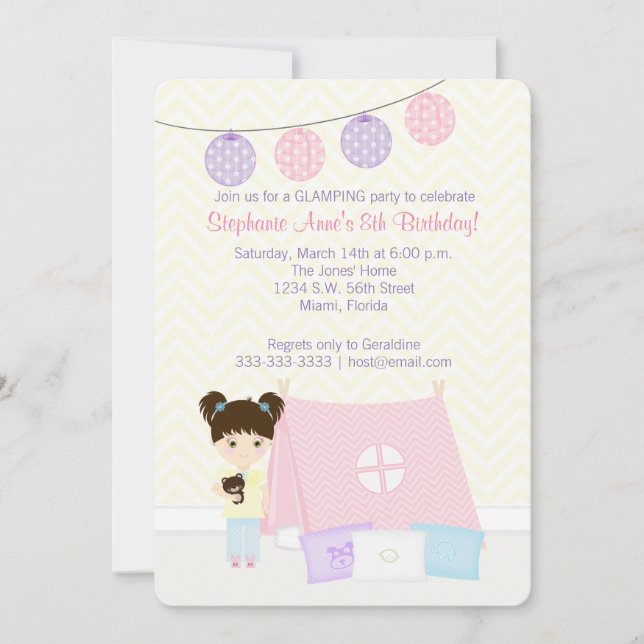 Glamping Sleepover Party Invitation (Front)