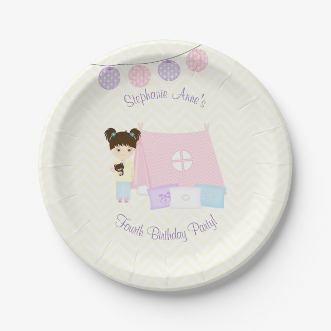 Glamping Sleepover Party Paper Plates (Front)
