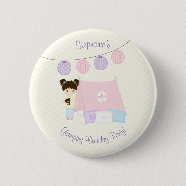 Glamping Sleepover Party Pinback Button (Front)