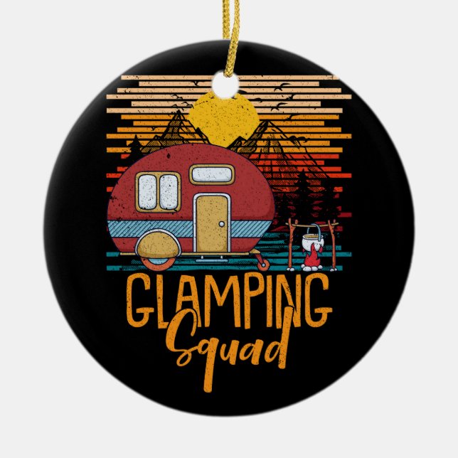 Glamping Squad Matching Family Girls Camping Trip  Ceramic Ornament (Front)