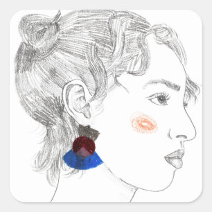 Glance Sketch - Portrait Square Sticker