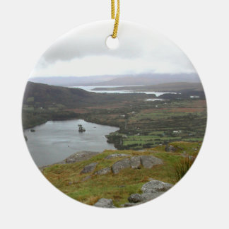 Glanmore Lake from Healy Pass Ireland. Round. Ceramic Ornament