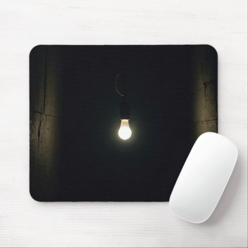 Glaring Light Bulb In Dark Room Mouse Pad