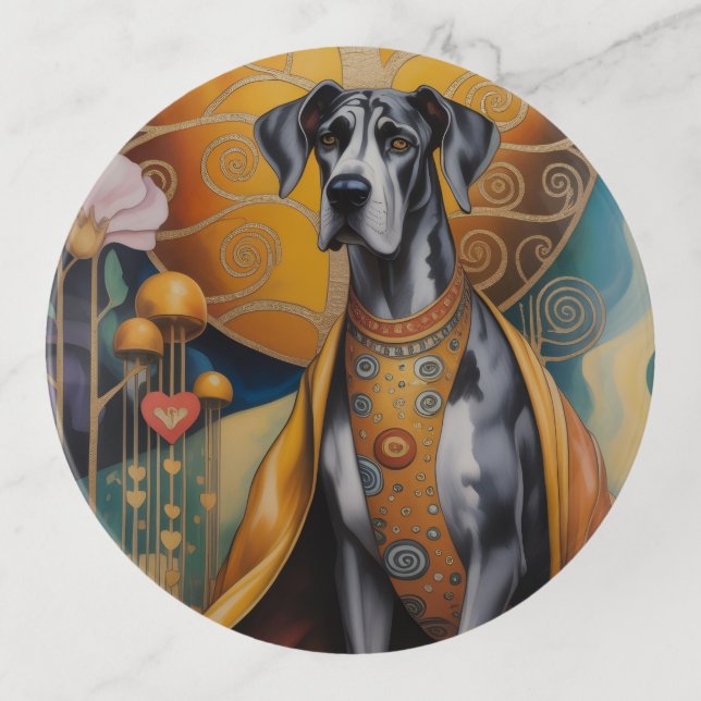 Glas Trinket with Great Dane paint Tray (Front)
