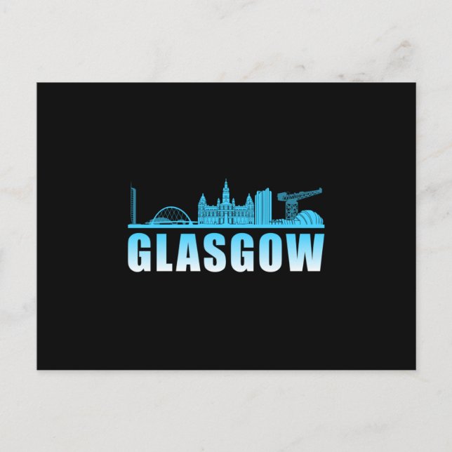 Glasgow City Cityscape Skyline Trip Funny Gift Postcard (Front)