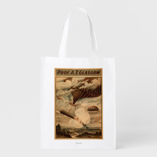Glasgow Hot Air Balloon Circus Theatre Poster Reusable Grocery Bag