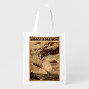 Glasgow Hot Air Balloon Circus Theatre Poster Reusable Grocery Bag