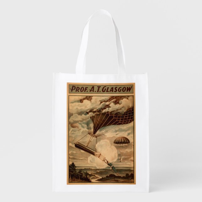 Glasgow Hot Air Balloon Circus Theatre Poster Reusable Grocery Bag (Front)