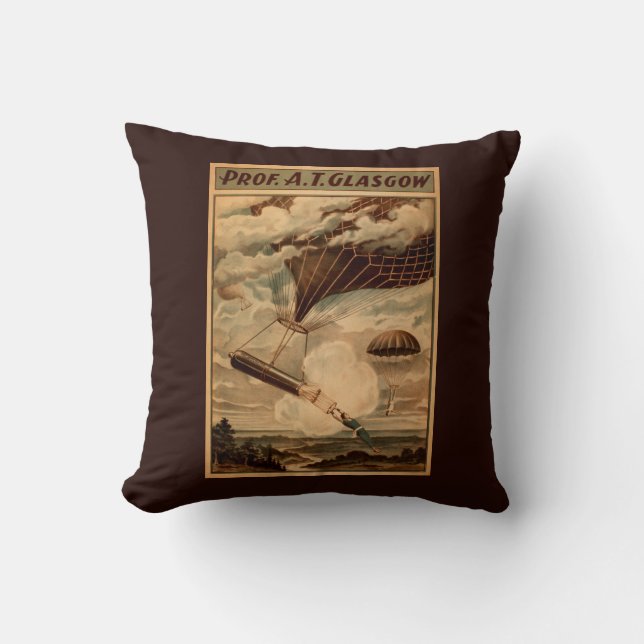 Glasgow Hot Air Balloon Circus Theatre Poster Throw Pillow (Front)