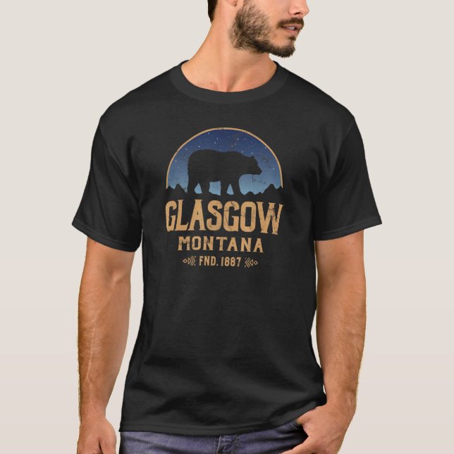 Glasgow Montana MT Big Sky Country Bear & Mountain T-Shirt (Front)
