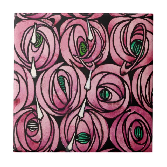 Glasgow Rose - Charles Rennie Mackintosh Ceramic Tile (Front)