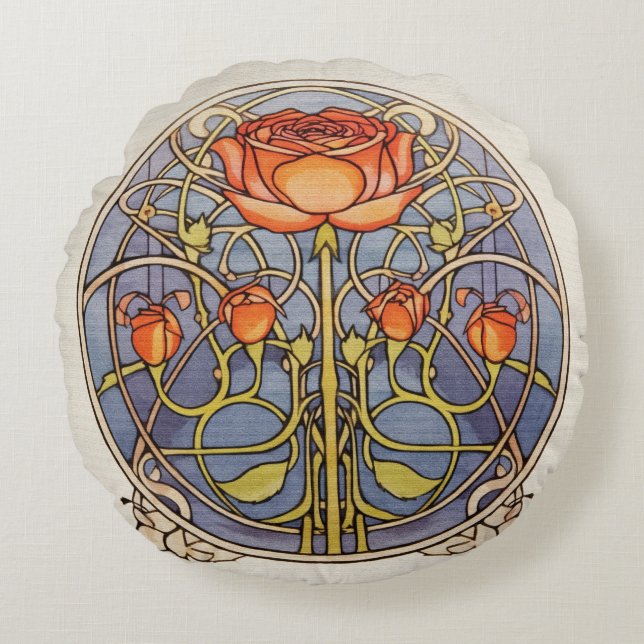 Glasgow Rose Round Pillow (Front)