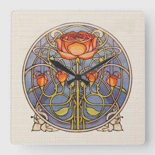 Glasgow Rose Square Wall Clock