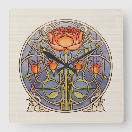 Glasgow Rose Square Wall Clock
