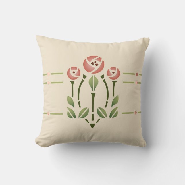 Glasgow Rose Stencil #2 Throw Pillow (Front)
