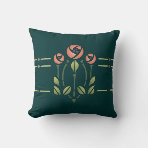 Glasgow Rose Stencil_ Choose your background Throw Pillow