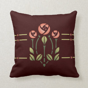 Glasgow Rose Stencil- Choose your background! Throw Pillow