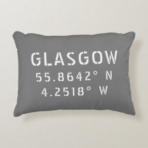 Glasgow Scotland Latitude & Longitude Accent Pillow