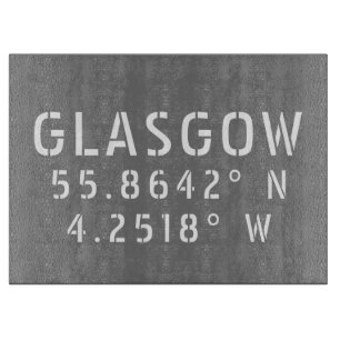 Glasgow Scotland Latitude & Longitude Cutting Board