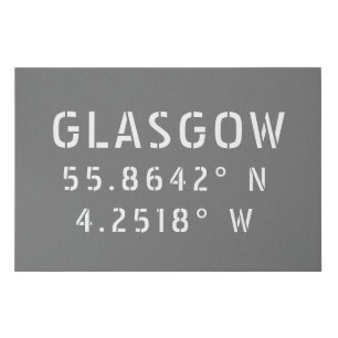 Glasgow Scotland Latitude & Longitude  Faux Canvas Print