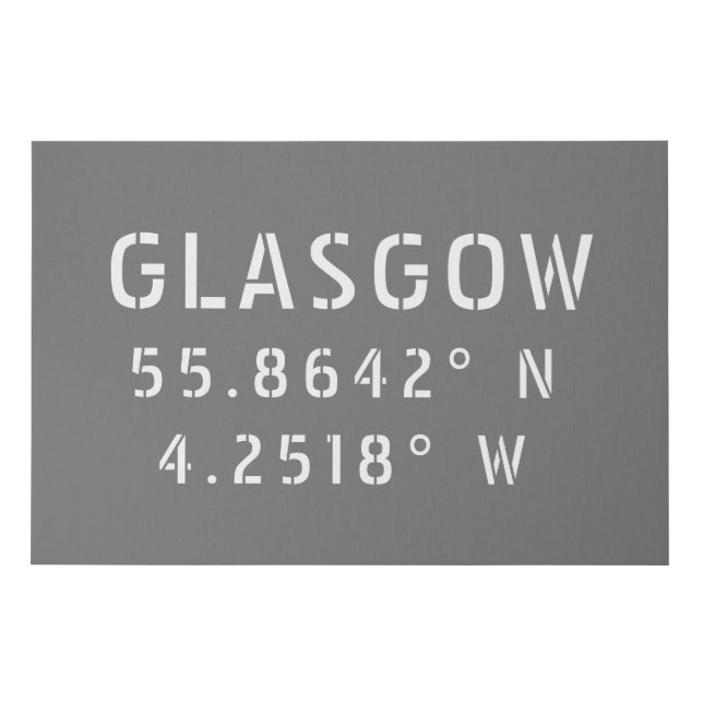 Glasgow Scotland Latitude & Longitude  Faux Canvas Print (Front)