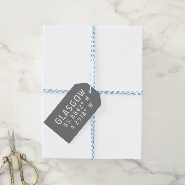 Glasgow Scotland Latitude & Longitude  Gift Tags (With Twine)