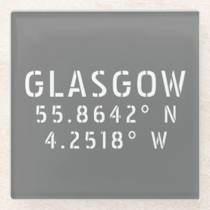 Glasgow Scotland Latitude & Longitude Glass Coaster