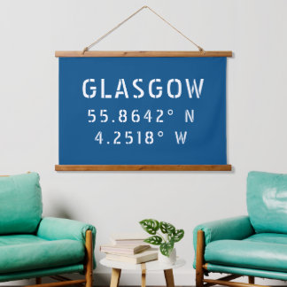 Glasgow Scotland Latitude & Longitude Hanging Tapestry