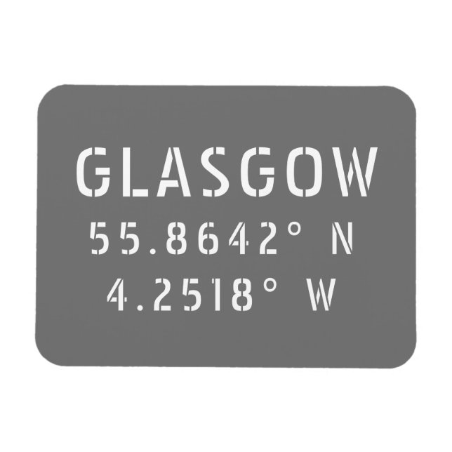 Glasgow Scotland Latitude & Longitude  Magnet (Horizontal)