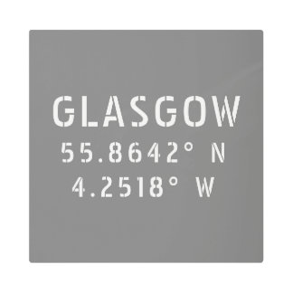 Glasgow Scotland Latitude & Longitude Metal Print