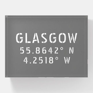 Glasgow Scotland Latitude & Longitude  Paperweight